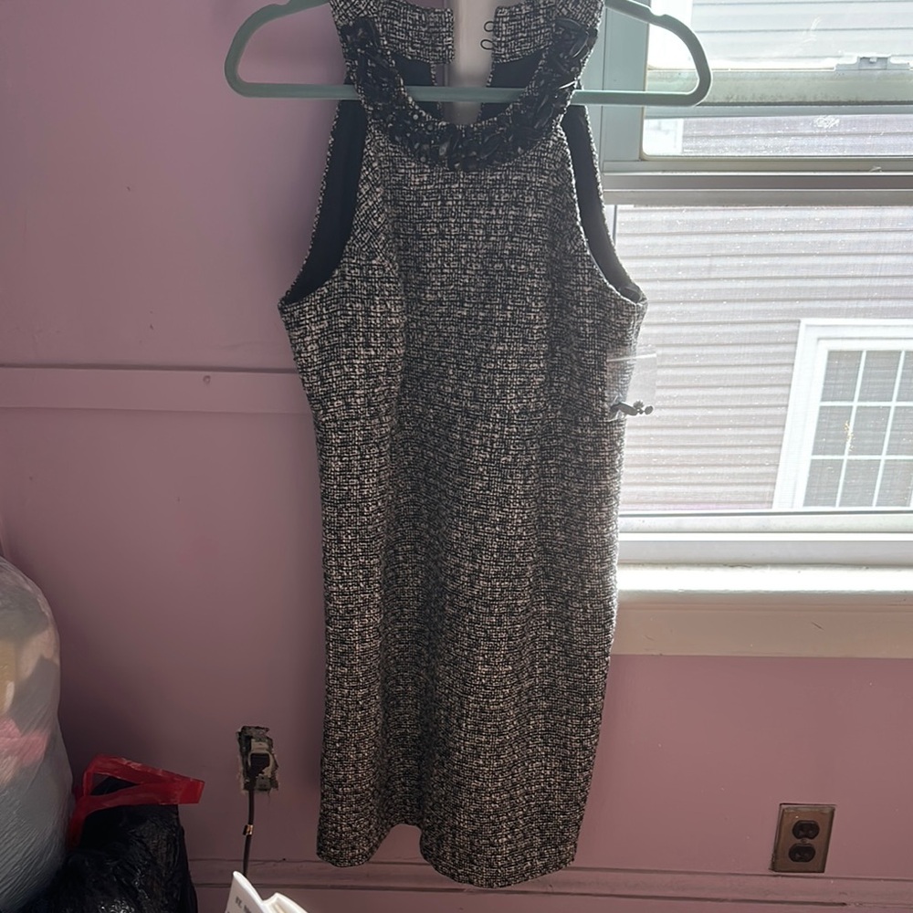 INC International Concepts Silver and Black Dress. Missing two buttons on back.
